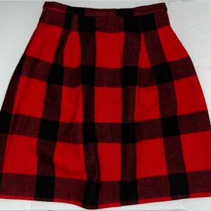 Vintage Red and Black Plaid Wool Short Skirt